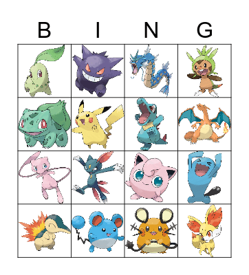 Pokemon Bingo Card
