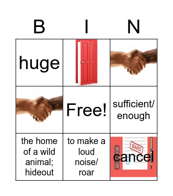 Vocabulary Bingo Card