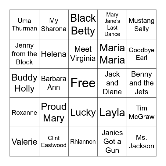 Name Game Bingo Card