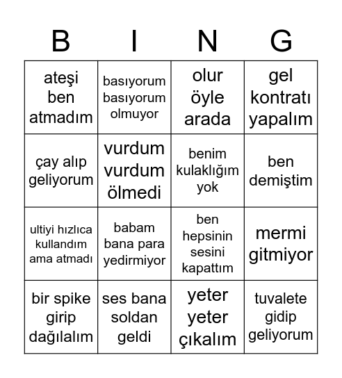 Atacan Bingo Card