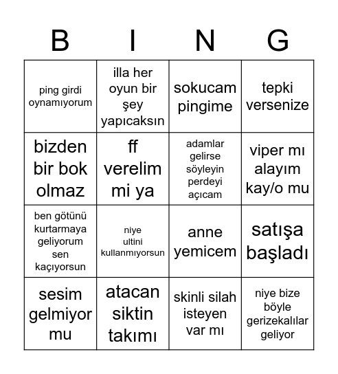 Atacan Bingo Card