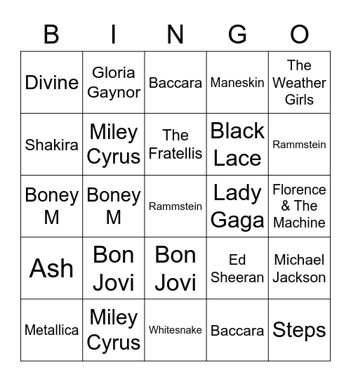 Jukebox Bingo Round 4 Bingo Card
