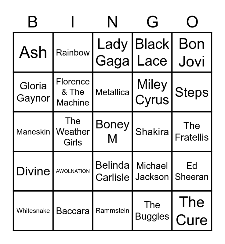 Jukebox Bingo Round 4 Bingo Card