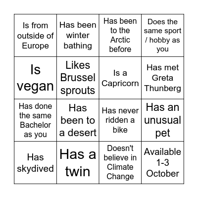 Human Bingo! Find someone who... Bingo Card