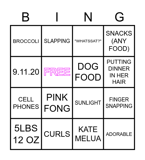 ANYA BINGO Card