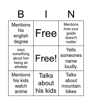 Untitled Bingo Card