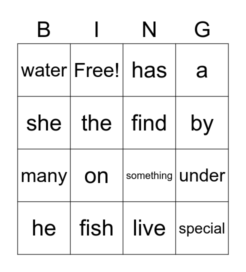 Spelling List 3 Bingo Card