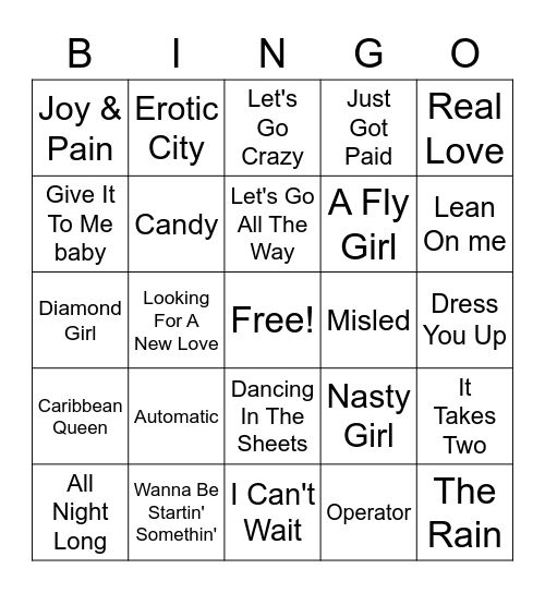 80s Dance Bingo Card