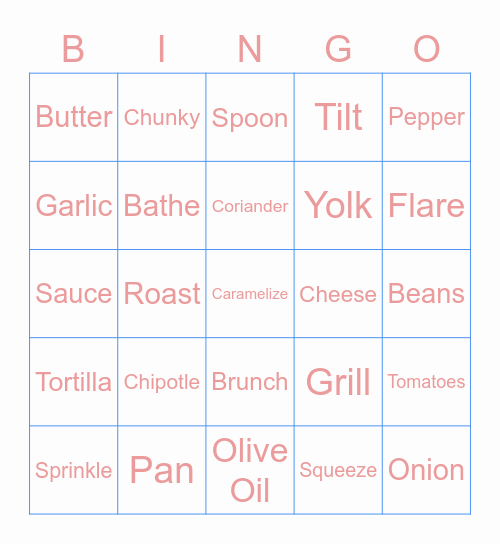 Gordon Ramsay Bingo Card