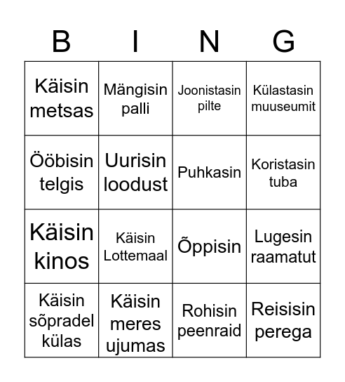 MIS ME SUVEVAHEAJAL TEGIME? Bingo Card