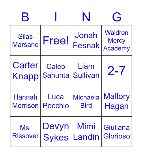 Ms. Rissover's Crew Bingo Card