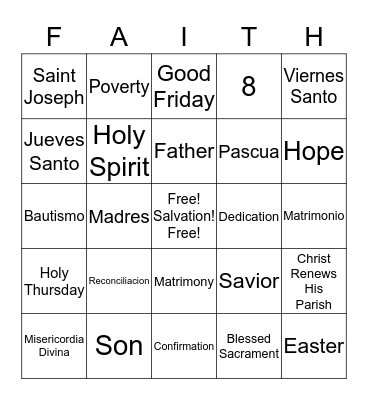 Saint Joseph Anniversary / Anniversario de San Jose Bingo Card