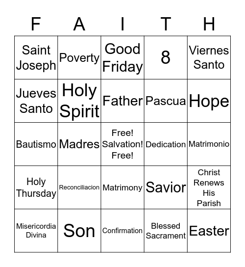 Saint Joseph Anniversary / Anniversario de San Jose Bingo Card