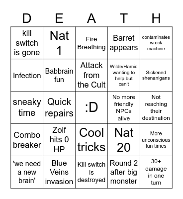 RQG 208 Bingo Card
