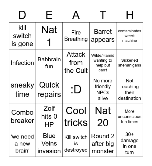 RQG 208 Bingo Card