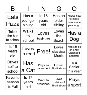 Who are you?  Bingo Card