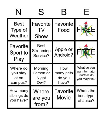 PITT NSBE Bingo Card