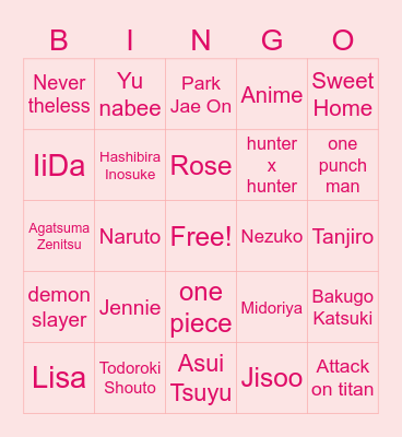 Homeroom Bingo Card