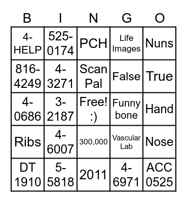 Legal Library Radiology Bingo Card