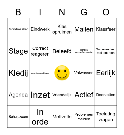 Schooljaar 2021-2022 Bingo Card