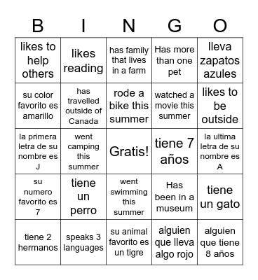 Bingo de Amistad Bingo Card
