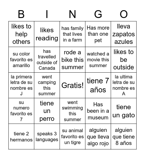 Bingo de Amistad Bingo Card