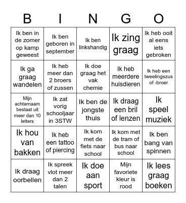 Welkom in 4ST! Bingo Card