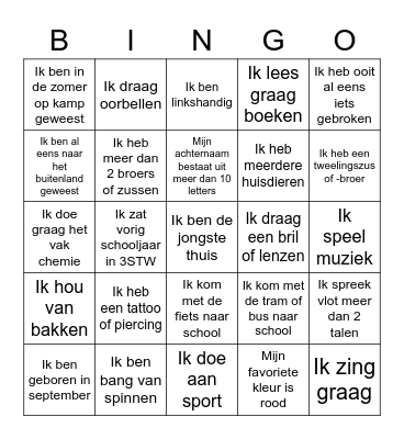 Welkom in 4ST! Bingo Card