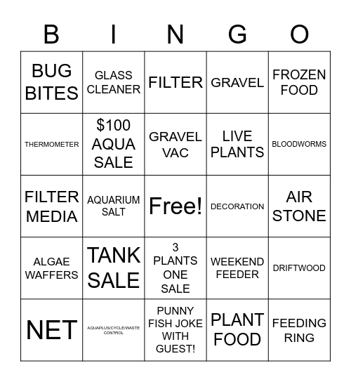 FISH FRENZY BINGO Card