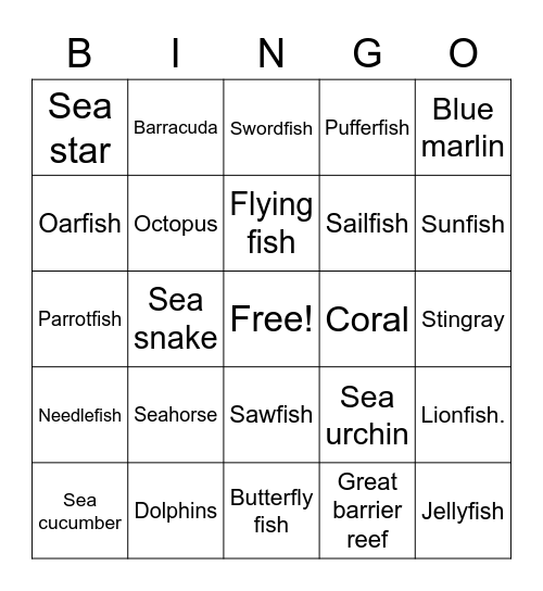 OCEANS 2 Bingo Card