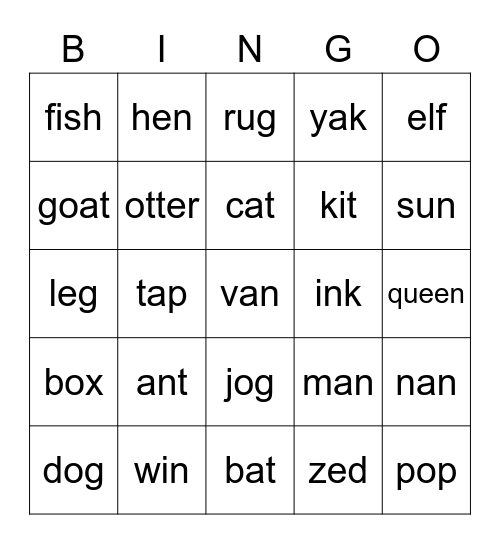 Alphabet Bingo Card