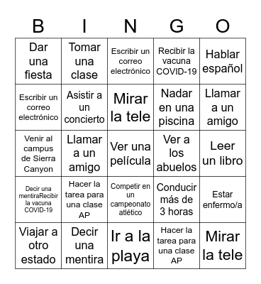 Bingo Verano 2021 Bingo Card