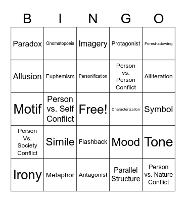 Night Bingo Card