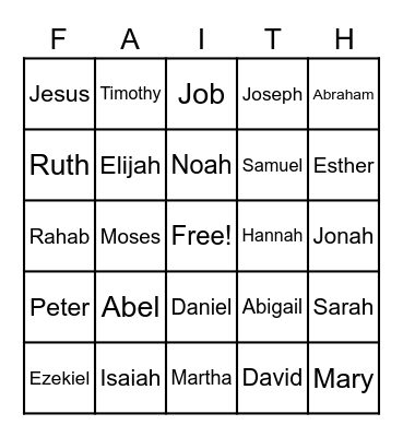 BIBLE CHARACTERS Bingo Card