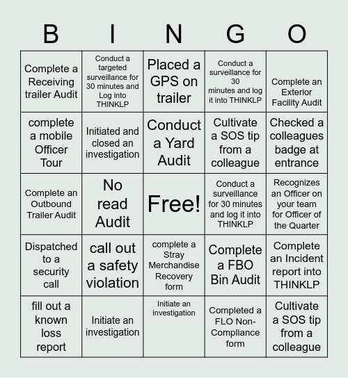 AP Peak Season  Bingo Card