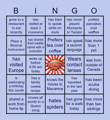 Team Building Bingo Card