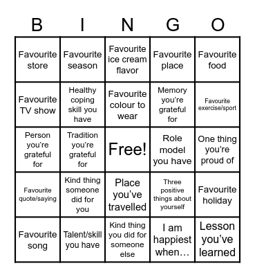 Ice Breaker Bingo Card