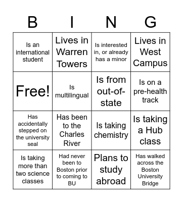 Bio Welcome Breakfast Bingo Card