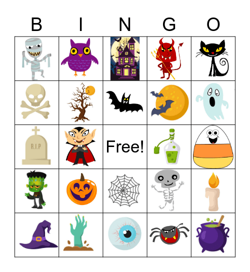 Halloween Candy Bar Bingo Card