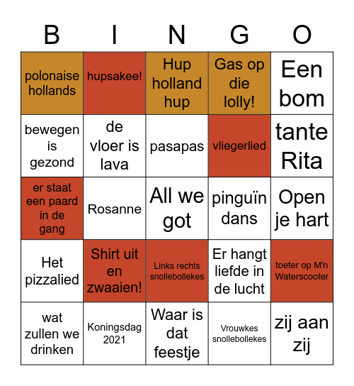 Hollandse Bingo Hits Bingo Card
