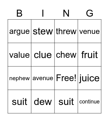 4.2 spelling word bing Bingo Card