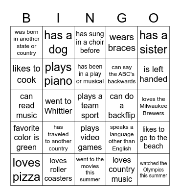 First Day Bingo! Bingo Card