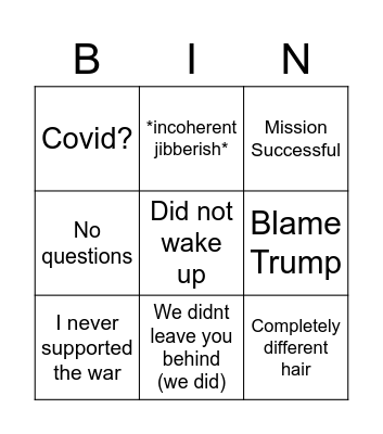 Biden Bingo Card