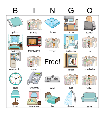 Family and House Bingo Card