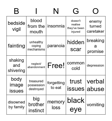 Bad things happen Bingo Card