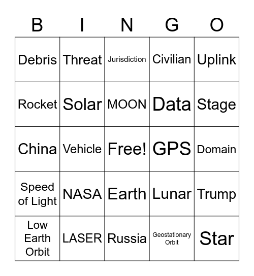Space　Law Bingo Card