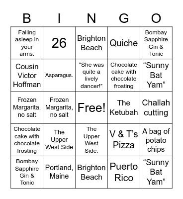 Monita & Charles 40th Anniversary Bingo Card