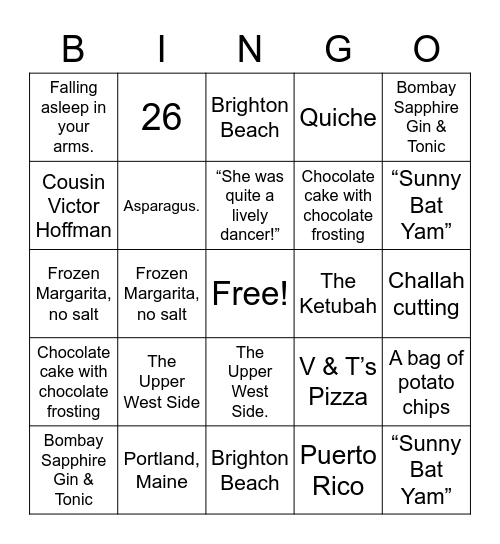 Monita & Charles 40th Anniversary Bingo Card
