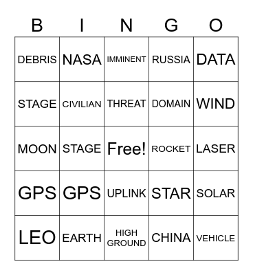 SPACE LAW BINGO Card