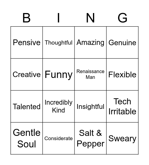 Tom Bingo Card